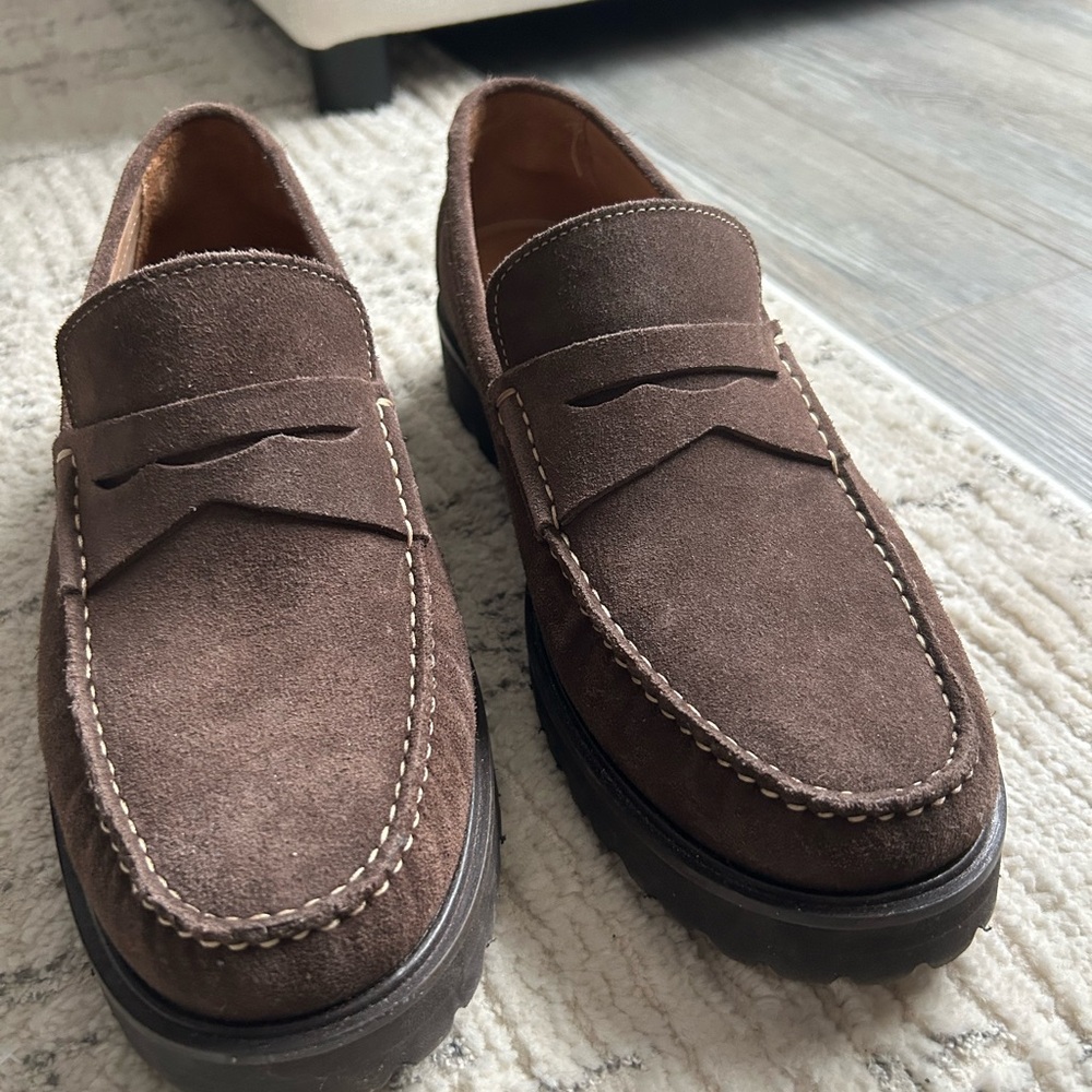 Donald J. Pliner Men's Dark Brown Suede Penny Loafers